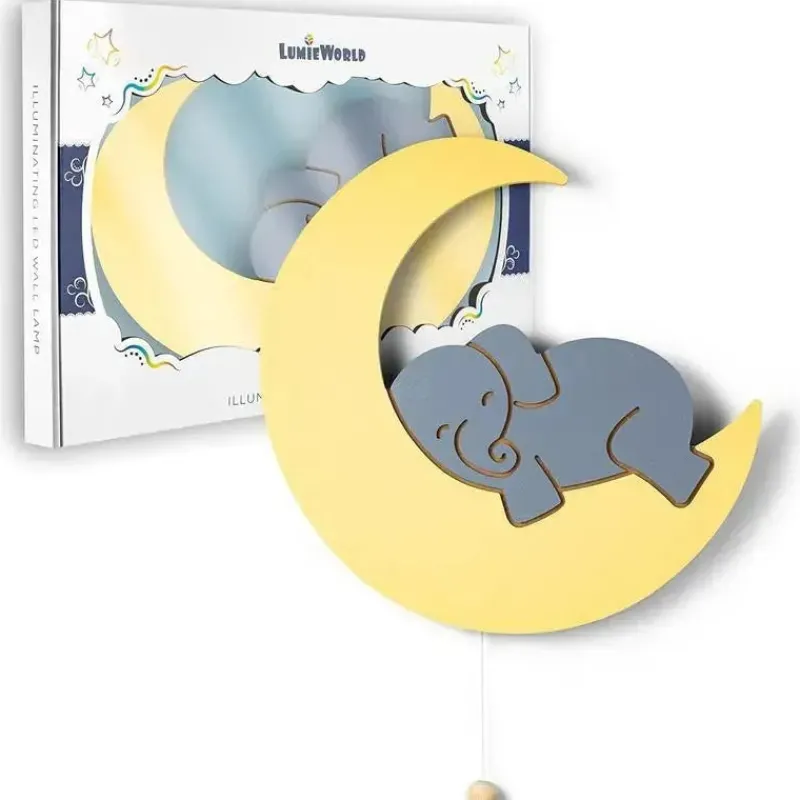 lumieworld__elefante_ilum_SKUahYRYVo9_2.webp LumieWorld - Elefante iluminado Lumipets na lua, luz noturna para berçário, iluminação montada na parede Fashion