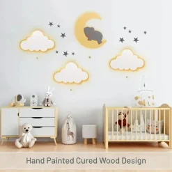 LumieWorld - Elefante iluminado Lumipets na lua, luz noturna para berçário, iluminação montada na parede Fashion