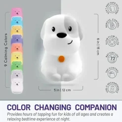 LumieWorld - Luz noturna recarregável Lumipets para crianças, luz de berçário de silicone, cachorrinho Fashion