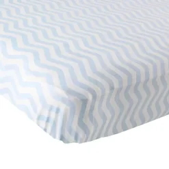 Baby Vision Luvable Friends - Lençol de berço unissex azul chevron para bebê New