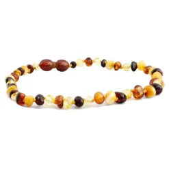 The Amber Monkey Macaco de Âmbar - Colar de Âmbar Báltico Barroco Polido de 12 a 13 polegadas, Multi Beans POP Best