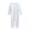 Ralph Lauren Macacão Polo Baby - Menino Manga Longa de Algodão Orgânico Interlock Malha, Berilo Azul/Branco Clearance