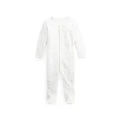 Ralph Lauren Macacão Polo Baby - Manga Comprida Algodão Orgânico Interlock Malha Macacão, Cinza Best