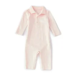 Ralph Lauren Macacão Polo Baby - Gril Algodão Polo, Rosa Delicado Hot