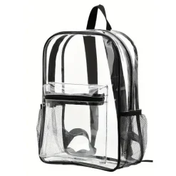 MacroBaby - Mochila escolar transparente de grande capacidade, transparente e preta Outlet