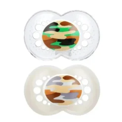 Mam 2 pacotes de chupeta ortodôntica camuflada de silicone para mais de 16 meses - as cores podem variar New