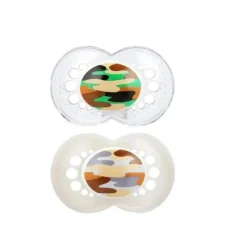 Mam 2 pacotes de chupeta ortodôntica camuflada de silicone para mais de 16 meses - as cores podem variar New