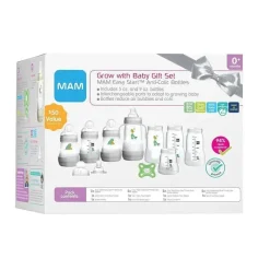Mam - 15Pk Grow com conjunto de presente para bebê Garrafas anticólicas e bicos de silicone SkinSoft Best