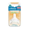 Dr. Brown's Mamilos de garrafa de silicone de pescoço largo Dr. Brown's Natural Flow nível 1, pacote com 2 Clearance