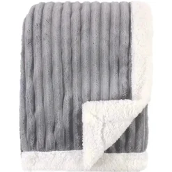 Baby Vision Manta de veludo cotelê com forro e acabamento em sherpa, cinza Clearance