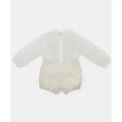Martin Aranda - Baby Boy Set Shirt & Boys Shorts With Suspenders Tenerezza, Ivory Best
