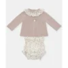 Martin Aranda - Baby Girl Peonia Set Sweater Matching Bloomer, Rosa Palo Outlet