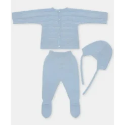 Martin Aranda - Take Me Home Set Sweater, Leggings & Bonnet Dolcezza, Light Blue New