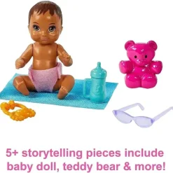 Fisher-Price Mattel - Barbie Playset com boneca babá, cabelo castanho encaracolado Online