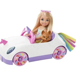 Mattel - boneca Barbie Club Chelsea e carro unicórnio Clearance