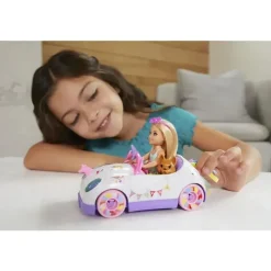 Mattel - boneca Barbie Club Chelsea e carro unicórnio Clearance