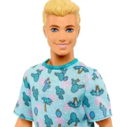 Mattel - Boneca Barbie Ken Fashionista, cabelo loiro e camiseta de cacto Best