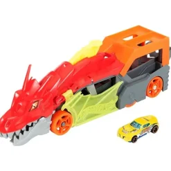 Fisher-Price Mattel - Conjunto de pistas para carros de brinquedo Hot Wheels City Dragon Launch Transporter Hot