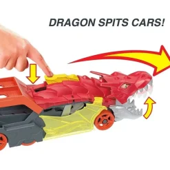 Fisher-Price Mattel - Conjunto de pistas para carros de brinquedo Hot Wheels City Dragon Launch Transporter Hot