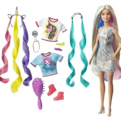 Fisher-Price Mattel - Fantasia Barbie Cabelo Loiro Longo Colorido com Sereia Fashion