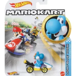 Mattel - Hw Mario Kart, azul claro Yoshi Standard Kart Online