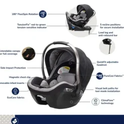 Maxi-Cosi - Cadeira de carro infantil giratória Peri 180° Kindred Collection, Onyx Heritage Clearance