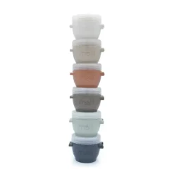 Melii - 6 recipientes de armazenamento de comida para bebês Snap & Go com tampa, tons de terra, 2 onças Sale