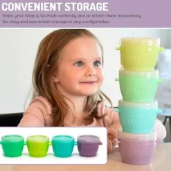 Melii - 4 recipientes de armazenamento de comida para bebês Snap & Go com tampa, 6 onças Sale