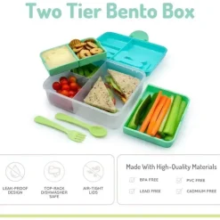 Melii - Bento de duas camadas, 48,8 onças, limão menta azul Best