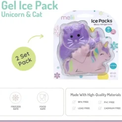 Melii - bolsas de gelo em gel, 2 unidades, mantém almoços e lanches frescos, reutilizáveis, unicórnio e gato Clearance