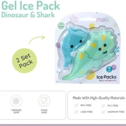 Melii - bolsas de gelo em gel, 2 unidades, mantém almoços e lanches frescos, reutilizáveis, Dino & Shark Online