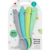 Melii - colheres 100% silicone, alimentação para bebês e crianças pequenas, sem BPA, conjunto de 4 peças, tubarão, dinossauro, buldogue e urso Online