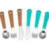 Melii - conjunto de garfo e faca para alimentação de crianças e crianças 6 unidades, urso e tubarão Sale