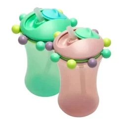 Melii - Copo com canudinho de palha Abacus 2Pk, menta/rosa Clearance
