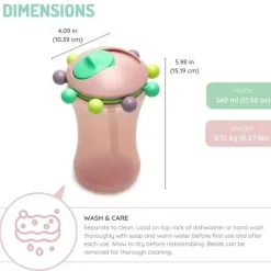 Melii - Copo com canudinho de palha Abacus 2Pk, menta/rosa Clearance