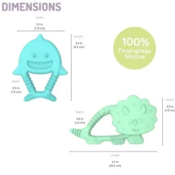 Melii - Mordedores para bebês, 100% silicone de qualidade alimentar, múltiplas texturas, sem BPA, dinossauro e tubarão Fashion
