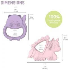 Melii - Mordedores para bebês, 100% silicone de qualidade alimentar, múltiplas texturas, sem BPA, unicórnio e gato Best