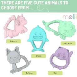 Melii - Mordedores para bebês, 100% silicone de qualidade alimentar, múltiplas texturas, sem BPA, unicórnio e gato Best