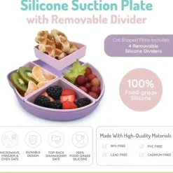 Melii - Placa de sucção dividida 100% silicone com divisórias removíveis, gato Outlet