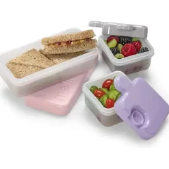 Melii - Recipiente de armazenamento de alimentos Puzzle Bento Box, 3 compartimentos, rosa, roxo e cinza Best