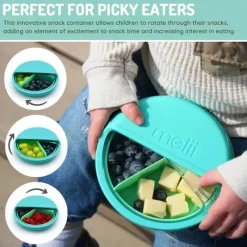Melii - recipiente giratório para lanches com 3 compartimentos, azul Sale