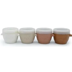 Melii - Recipientes de armazenamento de comida para bebê 4Pk Snap & Go com tampas, neutros, 4 onças Online