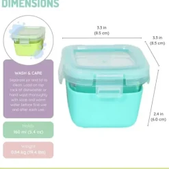 Melii - Recipientes de vidro para armazenamento de alimentos com capa de silicone, 5,4 onças, menta, azul, limão Outlet