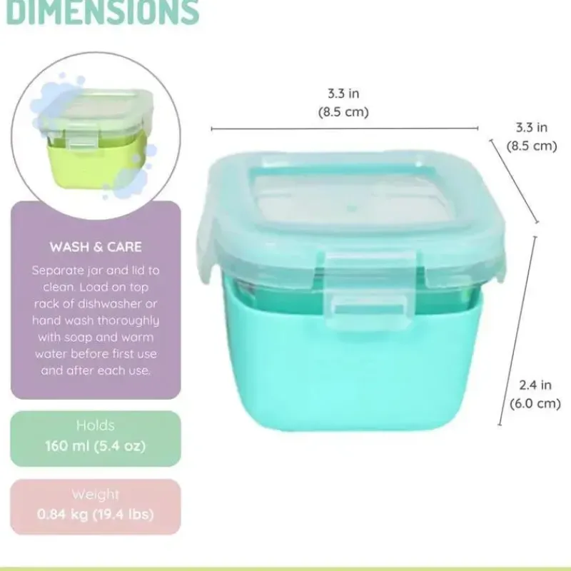 melii__recipientes_de_vid_SKUYyX62QsK_2.webp Melii - Recipientes de vidro para armazenamento de alimentos com capa de silicone, 5,4 onças, menta, azul, limão Outlet