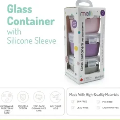 Melii - Recipientes de vidro para armazenamento de alimentos com capa de silicone, 5,4 onças, rosa, roxo, cinza New