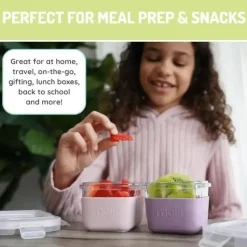 Melii - Recipientes de vidro para armazenamento de alimentos com capa de silicone, 5,4 onças, rosa, roxo, cinza New