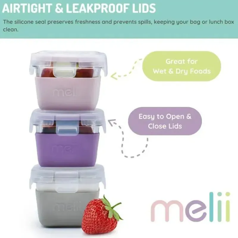 melii__recipientes_de_vid_SKUbIwnq8jS_5.webp Melii - Recipientes de vidro para armazenamento de alimentos com capa de silicone, 5,4 onças, rosa, roxo, cinza New