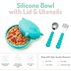 Melii - tigela de silicone para tubarão com tampa e utensílios Best