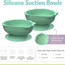 Melii - Ventosas de silicone para bebês e crianças pequenas, 10,1 onças - 2 unidades, Dino Green Sale