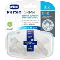Chicco Mini Chupeta Ortodôntica PhysioForma Glow in the Dark - 2-6m 2pk Sale